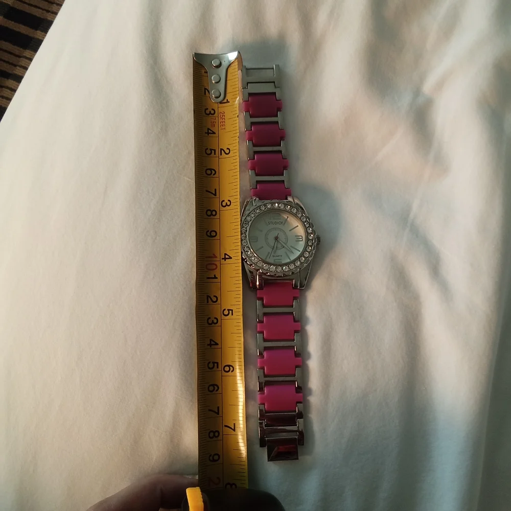 Studio Silver and Pink Crystal-Embellished Watch